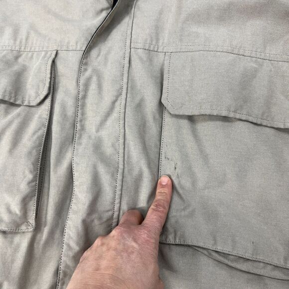 Vintage Eddie Bauer Goose Down Jacket Mens L Large Beige Grays Harbor Parka Coat - Picture 2 of 16